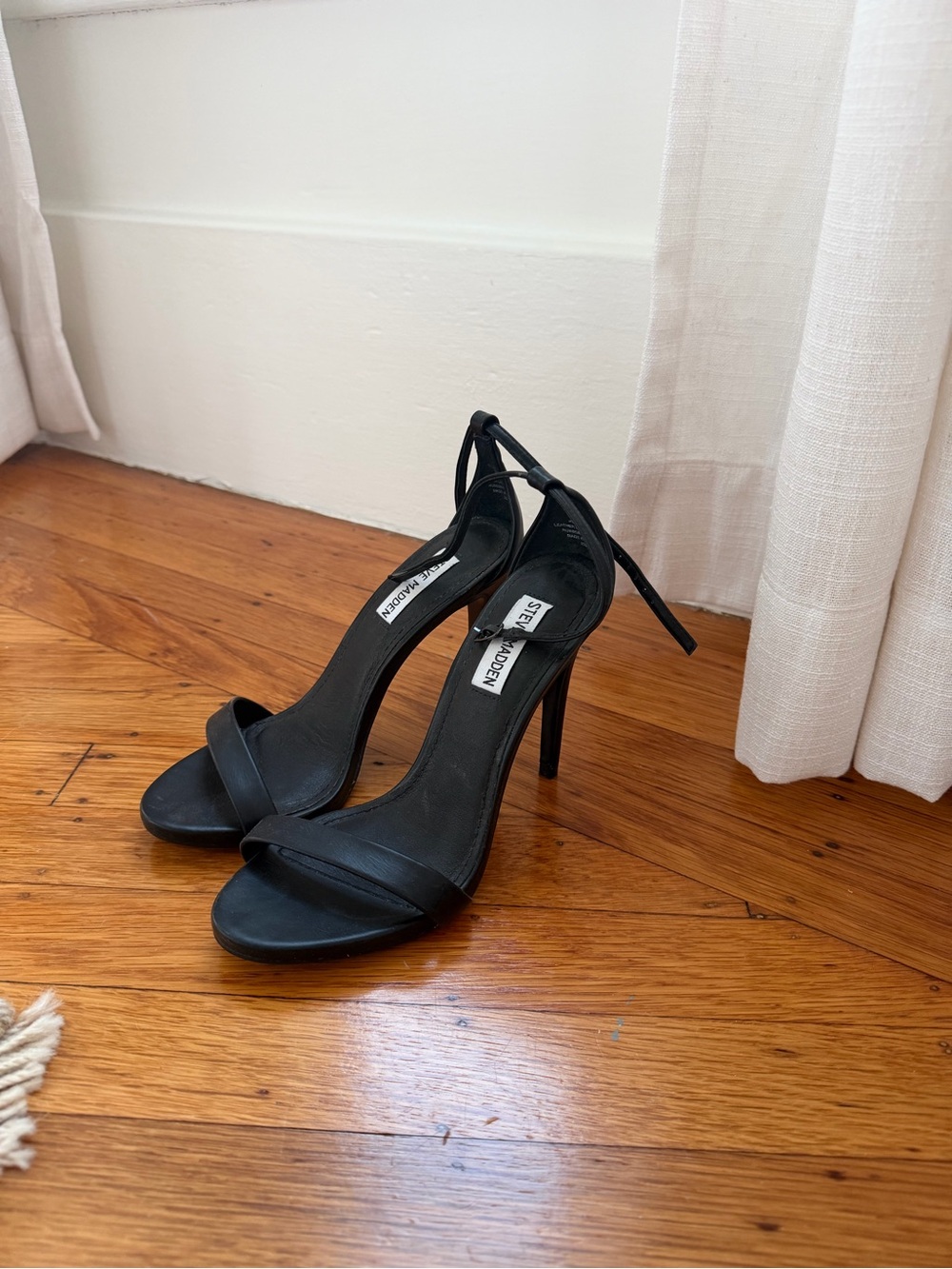 Steve Madden Black Single Strap Stiletto Heels